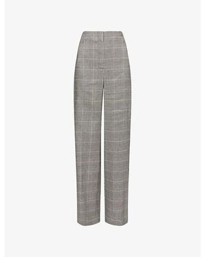 Veronica Beard Jude Straight-Leg Linen-Blend Trousers - Grey