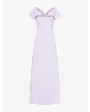 Huishan Zhang Quincy Jewel-Embellished Woven Gown - Purple
