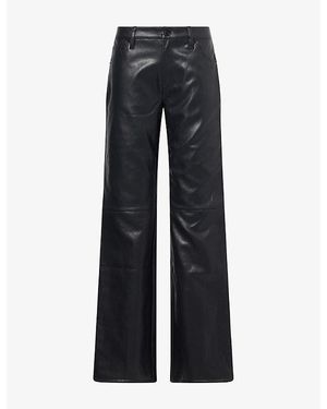 GOOD AMERICAN Better Than Leather Low-Rise Bootcut Faux-Leather Trousers - Blue