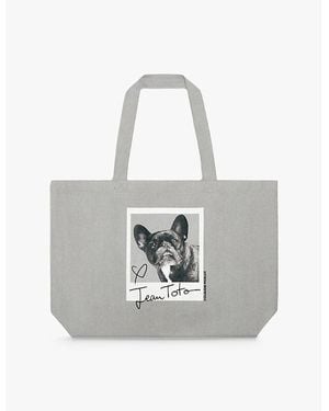 Claudie Pierlot Jean Tote Graphic-Print Canvas Tote Bag - Grey