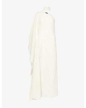 ‎Taller Marmo Paloma Asymmetric Linen Maxi Dress - White