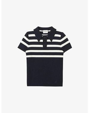 Claudie Pierlot Striped Slim-Fit Stretch-Knit Polo Shirt - Blue