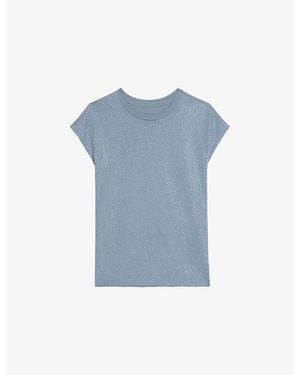 Zadig & Voltaire Cloe Rhinestone-Embellished Cotton-Jersey Tank Top - Blue