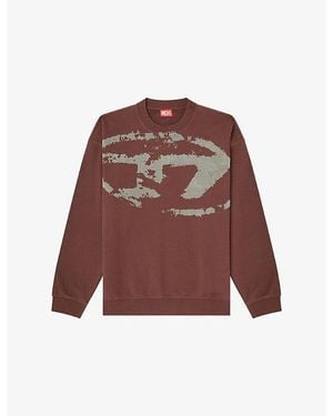DIESEL Boxt-N5 Branded Cotton-Jersey Sweatshirt - Brown