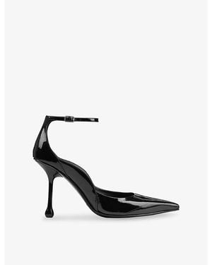 Jimmy Choo Quinci 95 Embossed Patent Leather Heels - Black
