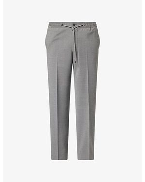 Corneliani Slim-Leg Drawstring Wool Trousers - Grey