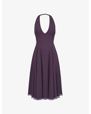 House Of Cb Solada Halter Georgette Woven Sundress Xs (D-E Cup) - Purple