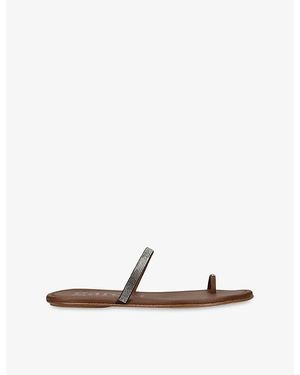 Pedro Garcia Pita Swarovski Crystal Leather Sandals - White