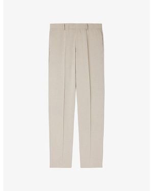 Sandro Regular-Fit Straight-Leg Wool Trousers - Natural