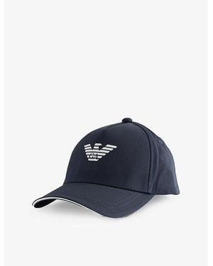 Emporio Armani Brand Logo-Print Cotton Cap - Blue