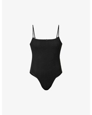 Cou Cou Intimates The Bodysuit Pointelle Cotton Body - Black