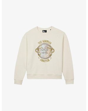 The Kooples Branded-Print Relaxed-Fit Cotton-Jersey Sweatshirt - White