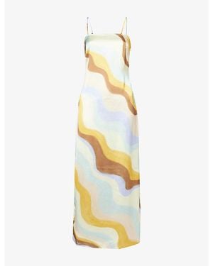4th & Reckless Serra Graphic-Pattern Satin Maxi Dress - Metallic