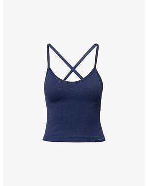 ADANOLA Classic Seamless Cross-Back Tank Top - Blue