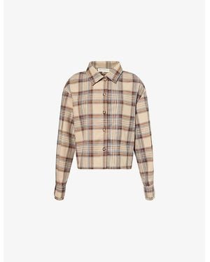 The Couture Club Brushed Check-Print Stretch-Woven Shirt - Natural