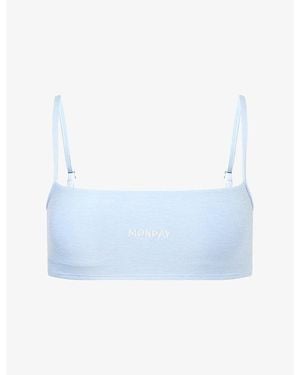 Cheap Monday Olympic Embroidered Stretch-Jersey Sports Bra - Blue