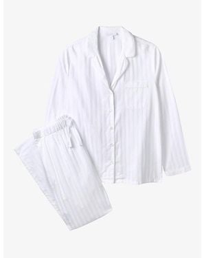 The White Company Striped Cotton Pyjama Set - White
