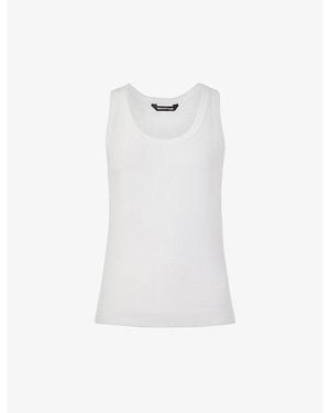 Whistles Scoop-Neck Ribbed Stretch Better-Cotton Vest Top - White