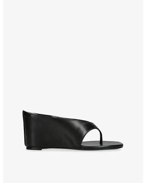 Jude Yaga Leather Wedge Sandals - Black