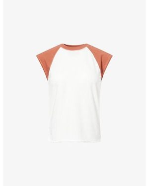 ME+EM Raw-Edge Raglan-Sleeve Cotton-Jersey Baseball T-Shirt - White