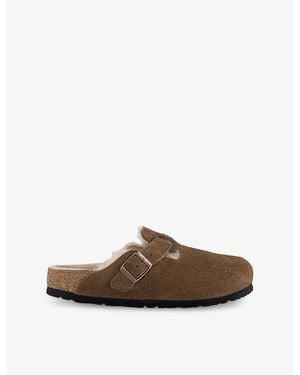 Birkenstock Boston Shearling-Lined Suede Clogs - Brown