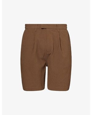 The Couture Club Tailored Pleated Cotton Shorts - Brown