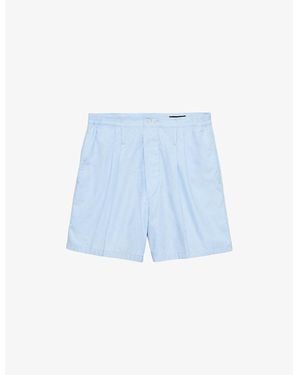 Prada Elasticated-Waist Regular-Fit Cotton-Poplin Bermuda Shorts - Blue
