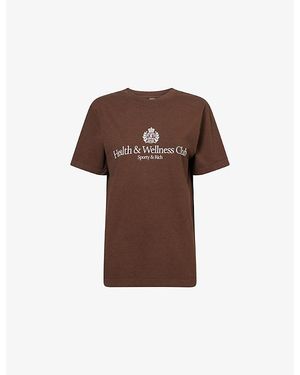 Sporty & Rich Farm Crest Printed Cotton T-Shirt - Brown