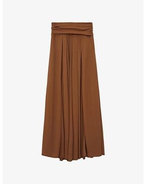 Reiss Saffron Ruched-Waist Pleated Woven Maxi Skirt - Brown