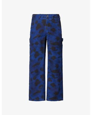 A Bathing Ape Solid 1St Camo Printed Denim Jeans - Blue