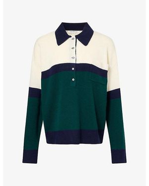 GOOD AMERICAN Oversized Rugby Wool-And-Cashmere Jumper - Blue