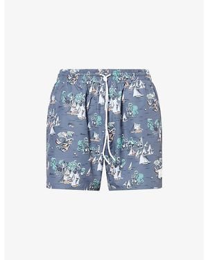 BOSS Piranha Printed Swim Shorts - Blue