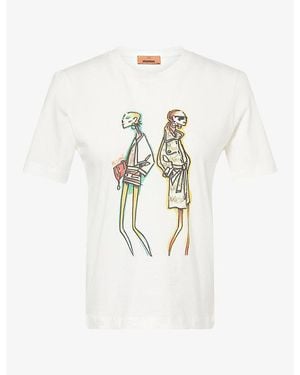 Missoni Graphic-Print Short-Sleeve Cotton T-Shirt - White