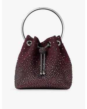 Jimmy Choo Bon Bon Crystal-Embellished Satin Bag - Red