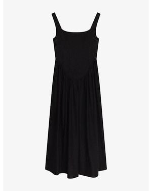 OMNES Suri Square-Neck Linen-Blend Maxi Dress - Black