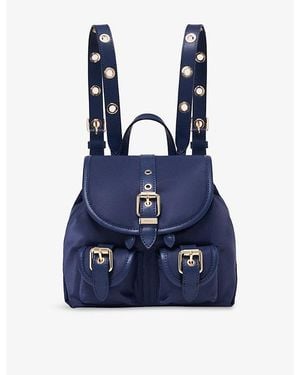 Maje Eyelet-Embellished Mini Nylon And Leather Backpack - Blue
