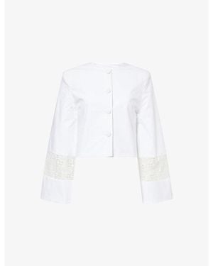 D'Estree Ruby Round-Neck Cotton Jacket - White