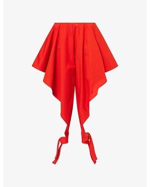 Alaïa Ruffled Open-Seam Cotton Pants - Red