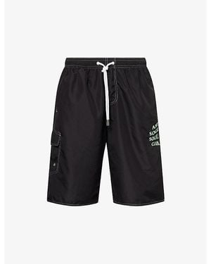 ANTI SOCIAL SOCIAL CLUB Logo-Embroidered Swim Shorts - Black
