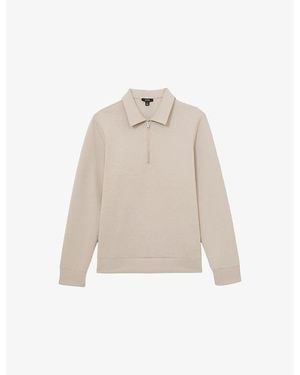 Reiss Prince Half-Zip Stretch-Jersey Polo - Natural