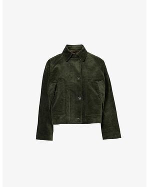 PAIGE Dark Fern Tylee Patch-Pocket Stretch-Corduroy Jacket - Green