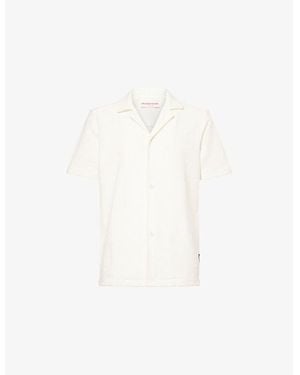 Orlebar Brown Howell Drop Needle Short-Sleeves Cotton-Knit Polo Shirt - White