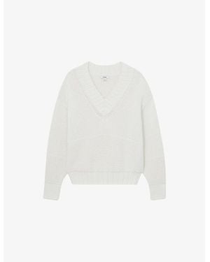 Reiss Jenny V-Neck Cotton-Knit Jumper - White
