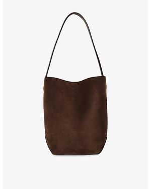 The Row Small N/S Park Suede Tote Edge Bag - Brown