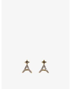 Astrid & Miyu Cosmic Star Illusion 18Ct-Plated Sterling And Cubic Zirconia Stud Earrings - Metallic