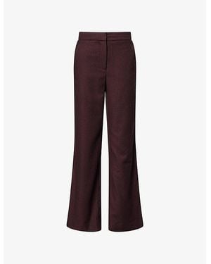 Veronica Beard Tonelli Straight-Leg Stretch-Woven Pants - Purple