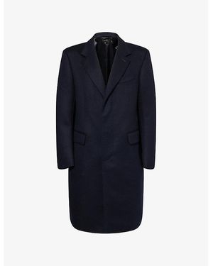 Tom Ford Notched-Lapel Long-Sleeve Wool Cashmere Blend Overcoat - Blue