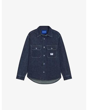 HUGO Branded Oversized Denim Shirt - Blue