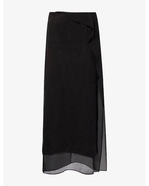 Oude Waag Layered Panelled Cupro-Blend Maxi Skirt - Black