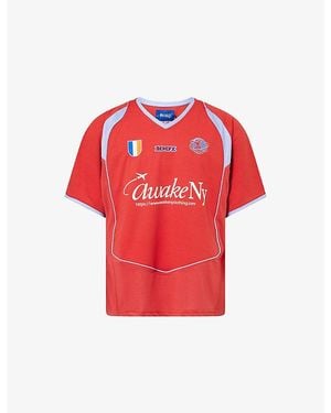AWAKE NY Football Logo-Patch Jersey T-Shirt - Red